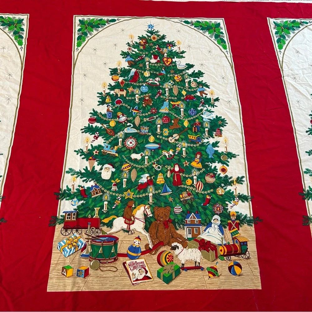VTG Christmas Banquet Tablecloth VIP Cranston Night Before Christmas 5’ x 12’
